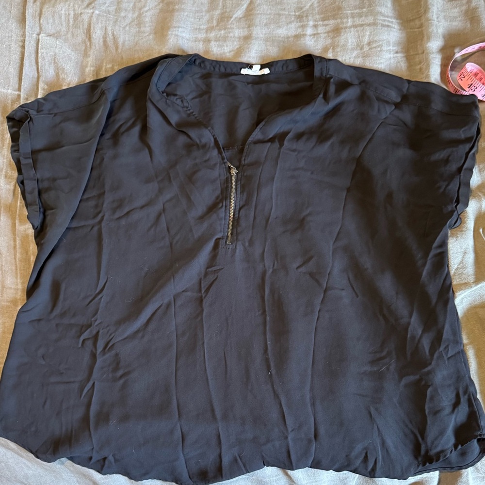 Maurices Black Blouse with Zip Detail